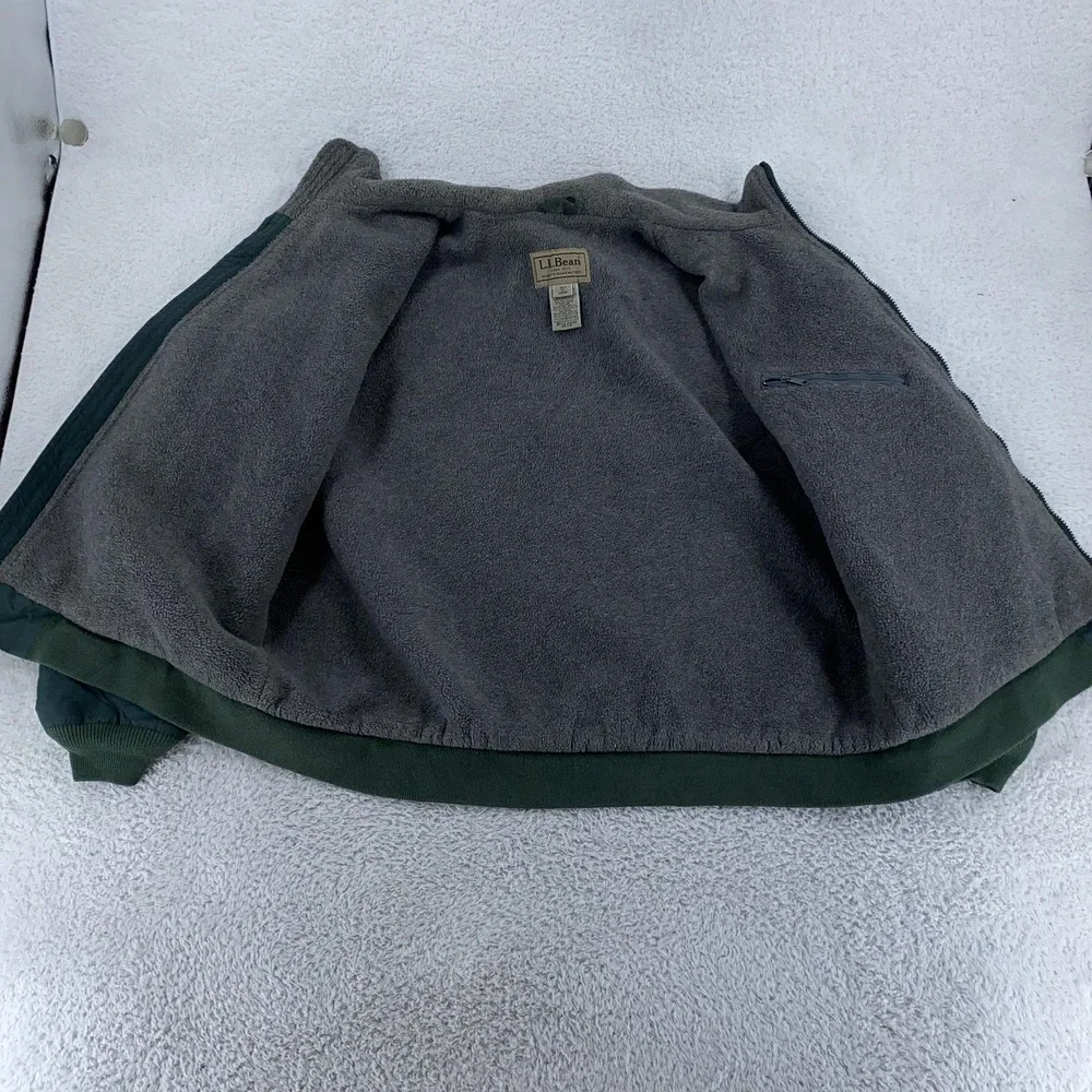 LL Bean Jacket Mens‎ Large Green Full Zip Fleece Lined Windbreaker Outdoor Coat